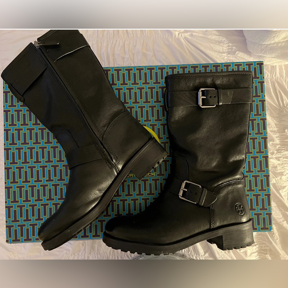 Tory Burch Chrystie 40MM Black Boot - Artisan Size 7.5